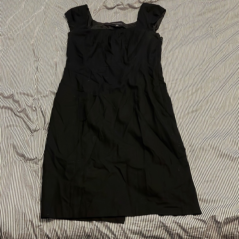 Vintage Banana Republic Cap Sleeve Black Wool Dress Size 14